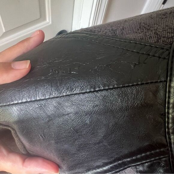 Free People Rugged Pieced Faux Leather Trim Moto Jacket Size 10 Mixed Media - Picture 4 of 7